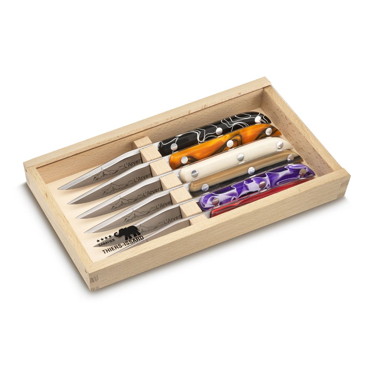 Coffret 6 couteaux Thiers manche plexi