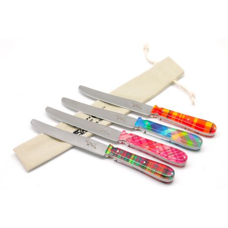 NEW CHIEN® knife real madras fabric resin inlay