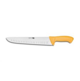 Professional knives SABATIER**** Butcher's knife scalloped blade yellow handle